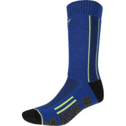Skarpetki trekkingowe uniseks SOUT201 - denim melanż. Niebieskie skarpetki damskie 4f, melanż, z wełny. W wyprzedaży za 19,99 zł.
