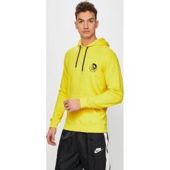 Diesel - Bluza. Żółte bluzy męskie Diesel, xxl, z nadrukiem, z bawełny, z kapturem. W wyprzedaży za 239,90 zł.