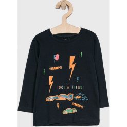 Name it - T-shirt dziecięcy 92-128 cm. Niebieskie t-shirty chłopięce marki Name it, z nadrukiem, z bawełny, z długim rękawem. Za 29,90 zł.