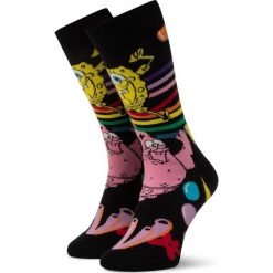 Skarpety Wysokie Unisex HAPPY SOCKS - BOB01-9300 Czarny Kolorowy. Czarne skarpetki damskie Happy Socks, bez wzorów, z elastanu. Za 54,90 zł.