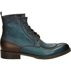 Botki męskie - 1703 AZZU-MAR. Niebieskie botki męskie Venezia, ze skóry. Za 399,00 zł.