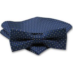 Elegancka Mucha Męska - Alties - Odcienie Granatu z Akcentami Bieli MUALTS0172. Niebieskie muszki męskie Alties, na imprezę, w paski, eleganckie. Za 39,00 zł.