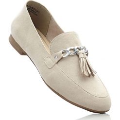 Buty wsuwane Marco Tozzi bonprix naturalny. Szare baleriny damskie marki bonprix, bez wzorów, na wysokim obcasie. Za 109,99 zł.