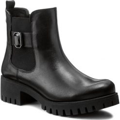 Botki KARINO - 2443/076-M Czarny. Czarne buty zimowe damskie marki Karino, ze skóry, na obcasie. W wyprzedaży za 189,00 zł.