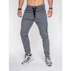 SPODNIE MĘSKIE JOGGERY P391 - SZARE. Szare joggery męskie marki Ombre Clothing, s. Za 89,00 zł.