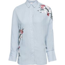 Bluzka z haftem bonprix jasnoniebieski. Niebieskie bluzki z odkrytymi ramionami bonprix, z haftami. Za 79,99 zł.