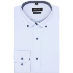 Koszula bexley 2322/2 długi rękaw slim fit niebieski. Niebieskie koszule męskie Recman, m, bez wzorów, bez kołnierzyka, z długim rękawem. Za 69,99 zł.