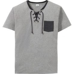 T-shirt ze sznurowaniem bonprix jasnoszary melanż. Szare koszulki męskie bonprix, s, bez wzorów, bez kołnierzyka. Za 49,99 zł.