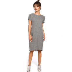 Dresowa Szara Sukienka Midi z Kieszeniami w Szwach. Szare sukienki dresowe marki bonprix, melanż, z kapturem, z długim rękawem, maxi. Za 120,90 zł.