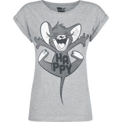 Tom & Jerry Happy Koszulka damska odcienie szarego. Szare t-shirty damskie marki Tom & Jerry, l, z nadrukiem, z okrągłym kołnierzem. Za 79,90 zł.
