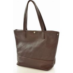 Shopper bag damskie: MELANIA Skórzana Torebka włoska shopper brązowa
