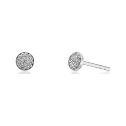 Kolczyki damskie: Zjawiskowe Białe Złoto Kolczyki – złoto białe 585, Diament 0,05ct