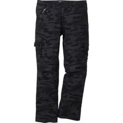 Bojówki Baggy Fit Straight bonprix czarny moro. Czarne spodnie męskie bonprix, m, moro, sportowe. Za 149,99 zł.