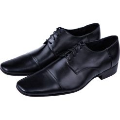 Buty Czarne William. Czarne buty wizytowe męskie LANCERTO, ze skóry, z otwartym noskiem, bez zapięcia. W wyprzedaży za 199,90 zł.