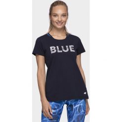 T-shirt damski TSD201 - ciemny granat. T-shirty damskie 4f, bez wzorów, bez kołnierzyka. W wyprzedaży za 29,99 zł.