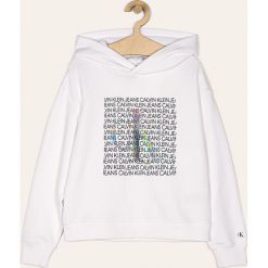 Calvin Klein Jeans - Bluza dziecięca 140-176 cm. Białe bluzy dziewczęce z nadrukiem, z bawełny. Za 339,90 zł.