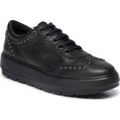 Sneakersy GEOX - D Kaula F D92ANF 085AU C9999 Black. Czarne półbuty damskie Geox, ze skóry. W wyprzedaży za 389,00 zł.