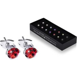 Kolczyki damskie: Pozłacane kolczyki (7 par) z kryształami Swarovski