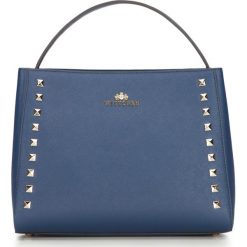 Torebka damska 87-4-487-N. Niebieskie torebki klasyczne damskie marki Wittchen, w paski, eleganckie, małe, bez dodatków. Za 299,00 zł.