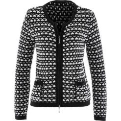 Kardigany damskie: Sweter rozpinany bonprix czarno-ecru wzorzysty