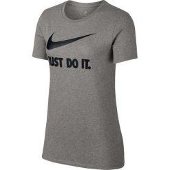 Koszulka Nike Wmns NSW Tee Jdi Swoosh (889403-063). Szare koszulki damskie Nike, bez wzorów, z bawełny, bez kołnierzyka. Za 59,99 zł.