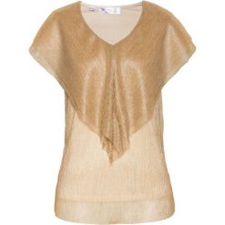 Shirt z wolantami bonprix złoty. Żółte koszulki damskie marki bonprix, bez wzorów, bez kołnierzyka. Za 109,99 zł.
