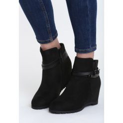 Czarne Botki Goin' Crazy. Czarne botki damskie na obcasie Born2be, na jesień, z materiału, z okrągłym noskiem, na zamek. Za 64,99 zł.