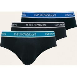 Emporio Armani - Slipy (3-pack). Niebieskie bokserki męskie Emporio Armani, z nadrukiem, z elastanu. W wyprzedaży za 149,90 zł.