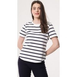 Biały T-shirt Cool Headed. Białe bluzki damskie marki Born2be, xl, w paski, z dzianiny, z okrągłym kołnierzem. Za 39,99 zł.