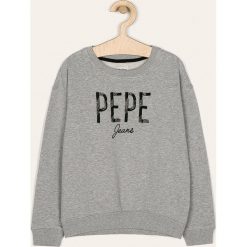 Pepe Jeans - Bluza dziecięca 128-178/180 cm. Szare bluzy dziewczęce z aplikacjami, z bawełny. W wyprzedaży za 139,90 zł.