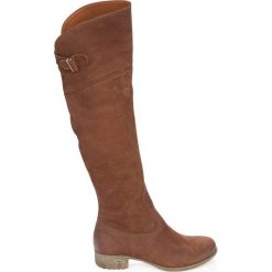 Kozaki za kolano - skóra naturalna - model 128 - kolor brązowy przecierka. Pomarańczowe kozaki damskie Zapato, na co dzień, na zimę, z jeansu, eleganckie, przed kolano, na wysokim obcasie, na obcasie, bez zapięcia. W wyprzedaży za 367,50 zł.