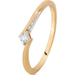 Unikalny Pierścionek - , Brylant 0,10ct. Żółte pierścionki damskie marki W.KRUK, z brylantem, złote. Za 1990,00 zł.