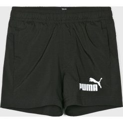 Puma - Szorty dziecięce 104-176 cm. Czarne spodenki chłopięce Puma, z nadrukiem, z poliesteru, sportowe. W wyprzedaży za 59,90 zł.