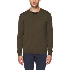 Sweter w kolorze khaki. Brązowe swetry męskie Esprit Men, s, bez wzorów, z bawełny, bez kołnierzyka, bez kaptura. W wyprzedaży za 56,95 zł.
