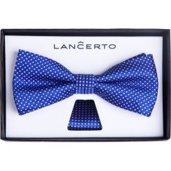 MUCHA NIEBIESKA SLIM. Niebieskie muszki męskie marki LANCERTO, z dzianiny, eleganckie. Za 79,90 zł.
