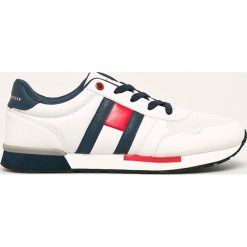 Tommy Hilfiger - Buty dziecięce. Białe trampki chłopięce TOMMY HILFIGER, bez wzorów, z materiału, sportowe, z okrągłym noskiem, na sznurówki. Za 319,90 zł.