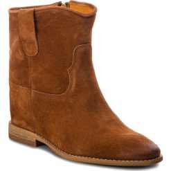 Botki CARINII - B4125/L J50-000-000-B89. Brązowe buty zimowe damskie Carinii, z materiału, na obcasie. W wyprzedaży za 169,00 zł.