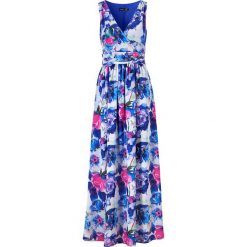 Smashed Lemon Sukienka niebieski w kwiaty female niebieski/ze wzorem 44 (XXL). Niebieskie sukienki damskie Smashed Lemon, s, w kwiaty, z szyfonu, eleganckie, bez kołnierzyka, bez rękawów, midi, kopertowe. W wyprzedaży za 355,00 zł.