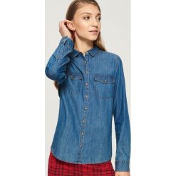 Jeansowa koszula - Niebieski. Niebieskie koszule jeansowe damskie Sinsay, l. W wyprzedaży za 39,99 zł.