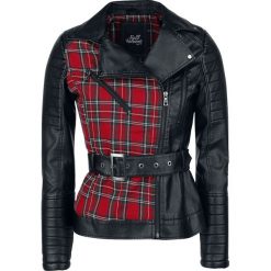Kurtki damskie: Full Volume by EMP Tartan Biker Jacket Kurtka damska czarny/czerwony