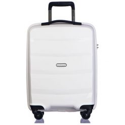Walizka "Acapulco" w kolorze białym - 35 l. Białe walizki Puccini, bez wzorów, z materiału. W wyprzedaży za 189,95 zł.
