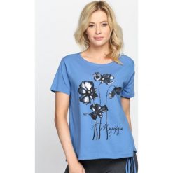 Niebieski T-shirt See The Sunsup. Niebieskie bluzki damskie Born2be, m. Za 24,99 zł.