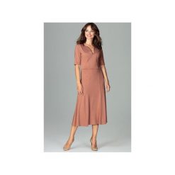 Sukienka K478 Brąz. Pomarańczowe sukienki damskie marki Lenitif, s, bez wzorów, bez kołnierzyka, bez rękawów. Za 179,00 zł.
