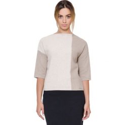 Bluzka w kolorze beżowym. Brązowe bluzki damskie Far Far Fashion, Ryłko by Agnes&Paul, bez wzorów, ze stójką, bez rękawów. W wyprzedaży za 59,95 zł.