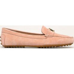 Lauren Ralph Lauren - Mokasyny skórzane. Różowe mokasyny damskie Lauren Ralph Lauren, ze skóry, na obcasie. Za 519,90 zł.