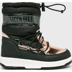 Moon Boot - Śniegowce dziecięce Soft. Czarne śniegowce dziewczęce Moon Boot, z okrągłym noskiem, bez zapięcia. W wyprzedaży za 299,90 zł.