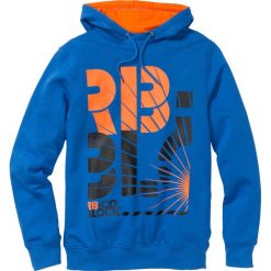 Bluza dresowa Slim Fit bonprix lazurowy. Niebieskie bejsbolówki męskie bonprix, l, z nadrukiem, z dresówki. Za 89,99 zł.