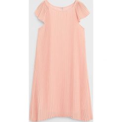 Mango Kids - Sukienka dziecięca Pleat 110-164 cm. Niebieskie sukienki dziewczęce Mango Kids, bez wzorów, z poliesteru, z krótkim rękawem, krótkie, mini, proste. Za 129,90 zł.
