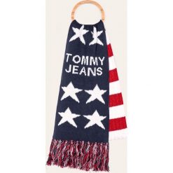 Tommy Jeans - Szalik. Niebieskie szaliki damskie Tommy Jeans, bez wzorów, z bawełny. W wyprzedaży za 139,90 zł.