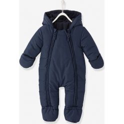 Kombinezon zimowy w kolorze granatowym. Niebieskie kombinezony niemowlęce Vertbaudet Boys, na zimę, bez wzorów, bez rękawów, bez kaptura. W wyprzedaży za 55,95 zł.